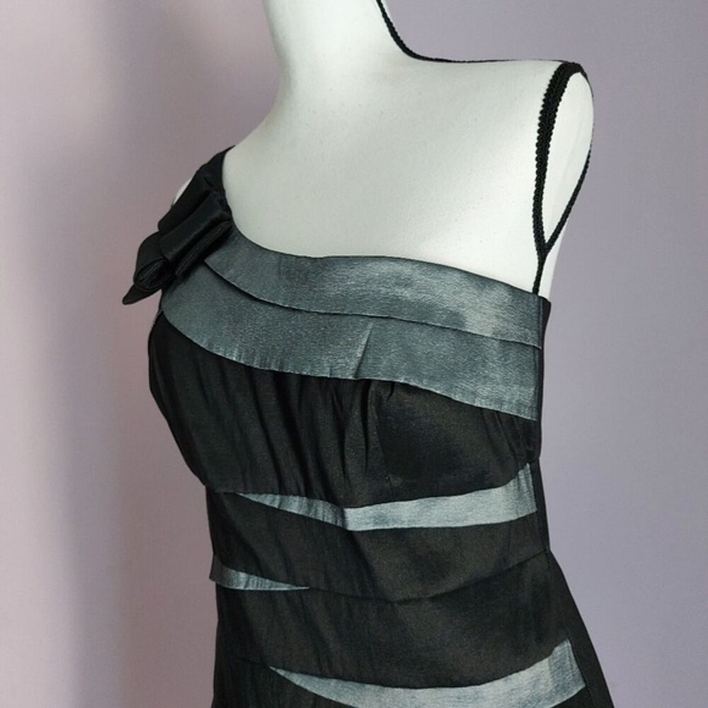 Scarlett One Shoulder Cocktail Dress Black Silver Gray Sheath Bodycon Size 12 - Picture 4 of 12